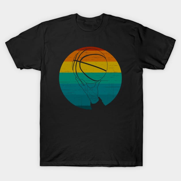Basketball (On A Retro Vintage Sunset) T-Shirt by Express YRSLF